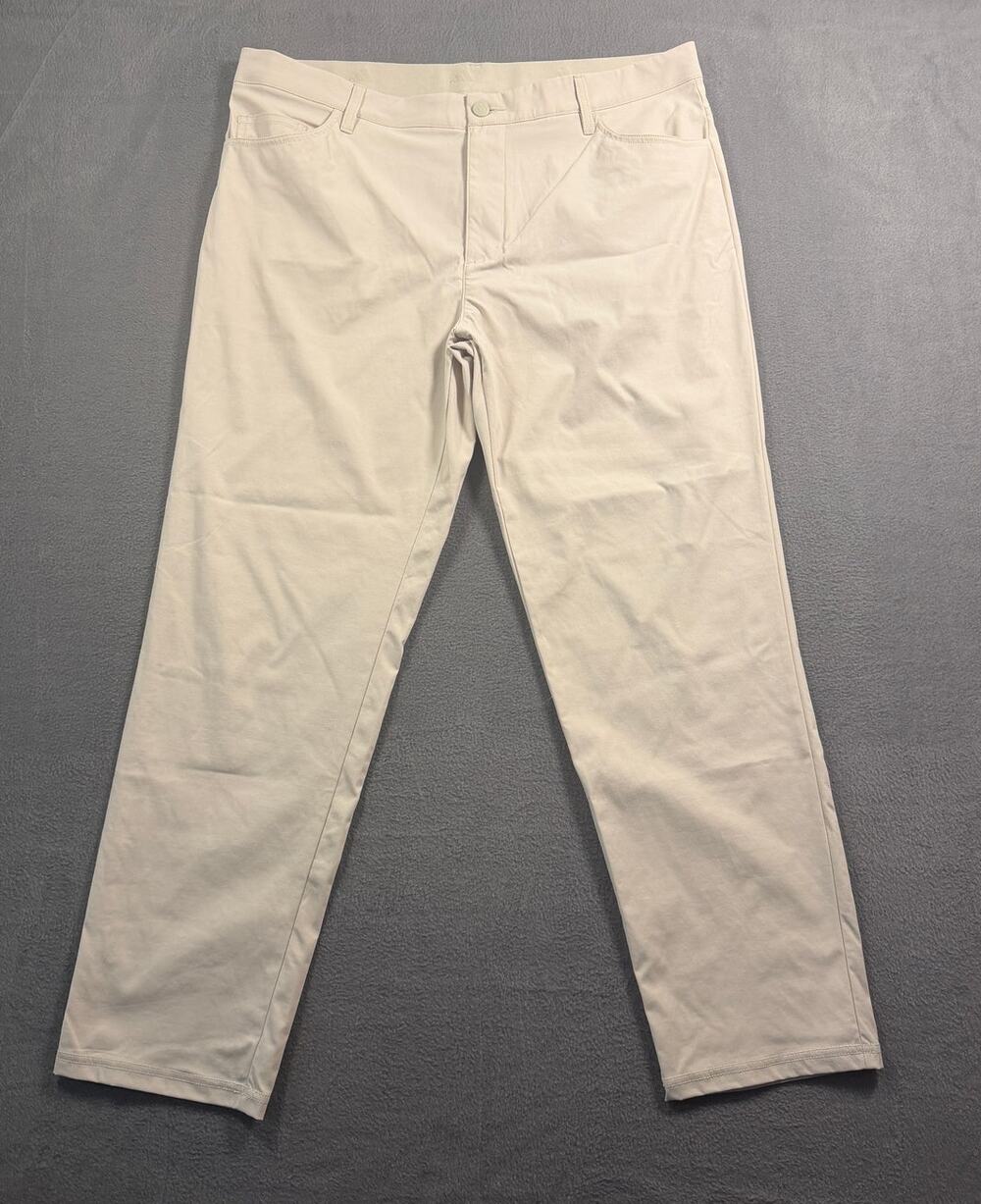 Adidas Ultimate365 Golf Pants Mens 36 Beige Khaki Performance Flat Front Stretch